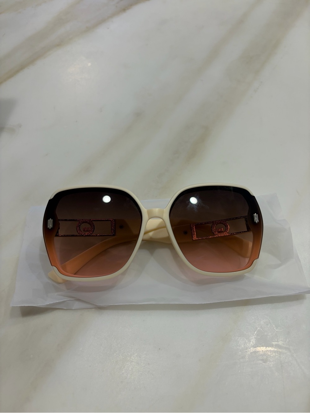 Ivory Oversized Square Women's Sunglasses - Gradient Brown Lenses